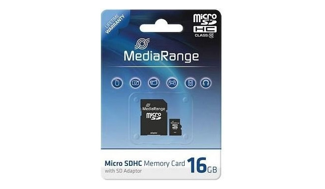 Mediarange 16 GB microSD, memory card (black, Class 10)