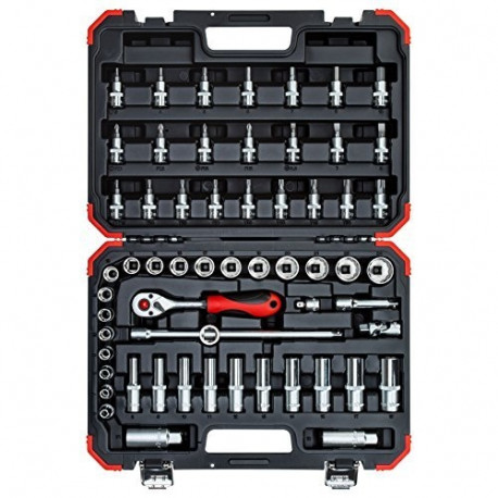 Red Steckschlüssel-Satz 3/8", 59-teilig (rot/schwarz, mit Umschalt-Knarre, SW 6mm - 24mm)
