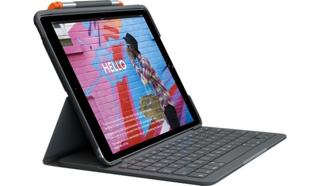 DE Layout - Logitech Slim Folio for iPad 7th + 8th Gen black - 920-009474