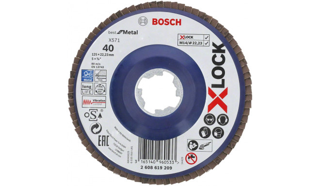 Bosch X-LOCK serrated lock washer X571 Best for Metal, 125mm, grinding disc (O 125mm, K 120, straigh