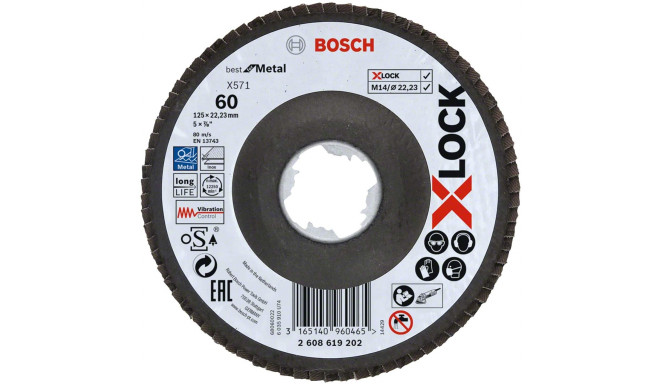 Bosch X-LOCK serrated lock washer X571 Best for Metal, 125mm, grinding wheel (O 125mm, K 60, angled 