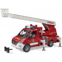bruder MB Sprinter fire brigade with light & sound module, model vehicle (red/white, turntable ladde