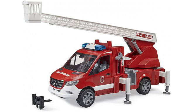 bruder MB Sprinter fire brigade with light & sound module, model vehicle (red/white, turntable ladde