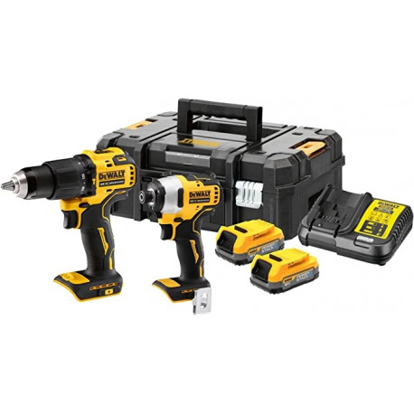 DeWALT POWERSTACK battery combo pack DCK2062E2T, 18 volts, with impact wrench, impact drill (yellow/