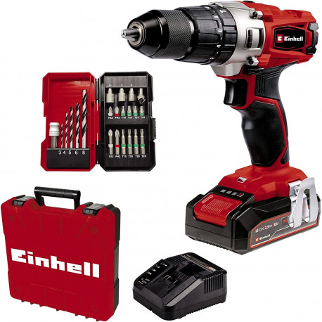 Einhell Cordless Impact Drill TE-CD 18/2 Li-i +22, 18V (red/black, Li-Ion battery 2.5Ah, case E-Box