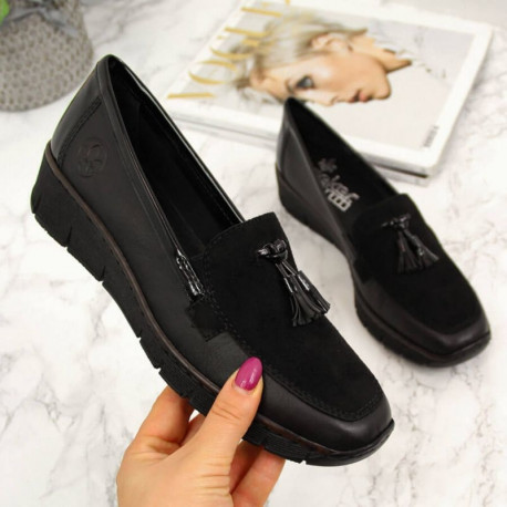 Rieker W RKR395 black wedge shoes (37)