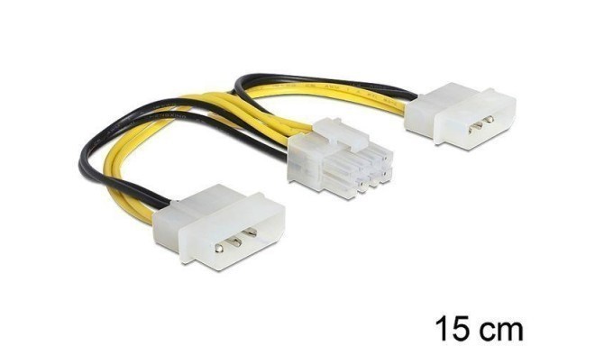 Delock Cable Power 8 Pin EPS > 2 x 4 Pin molex, 15 cm