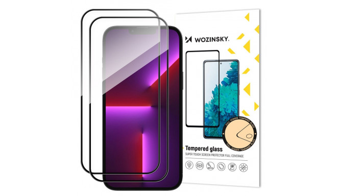 2pcs Full Screen Tempered Glass with Frame Case Friendly Wozinsky Full Glue iPhone 15 Pro - Black