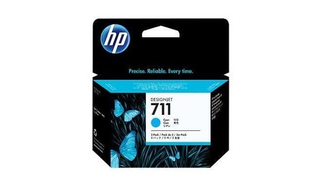 HP ink cartridge 711 3x29ml, cyan