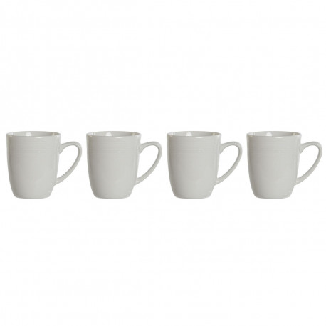 Set 4 Velikih Šalica DKD Home Decor Valge Portselan 330 ml 12 x 10 x 9 cm