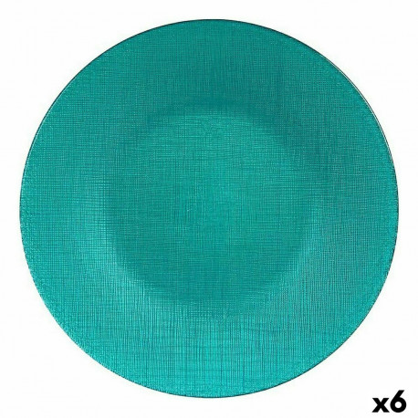 Flat Plate Vivalto 323928P 323928P Turquoise Glass 27,5 x 2 x 27,5 cm (6 Units)