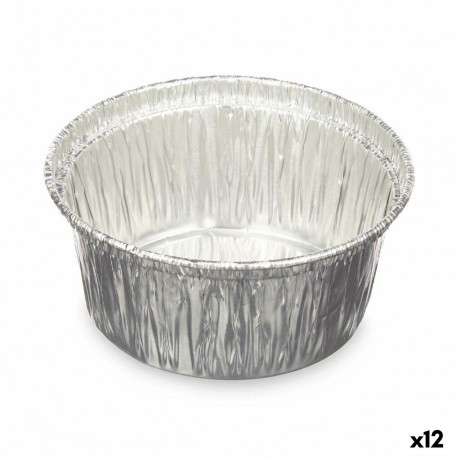 Flan Mould Kinvara 30228 30228 Silver Aluminium 8,5 x 8 x 8,5 cm Disposable Circular (12 Units)