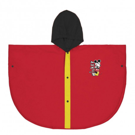 Waterproof Poncho with Hood Mickey Mouse Red - 5-6 Years