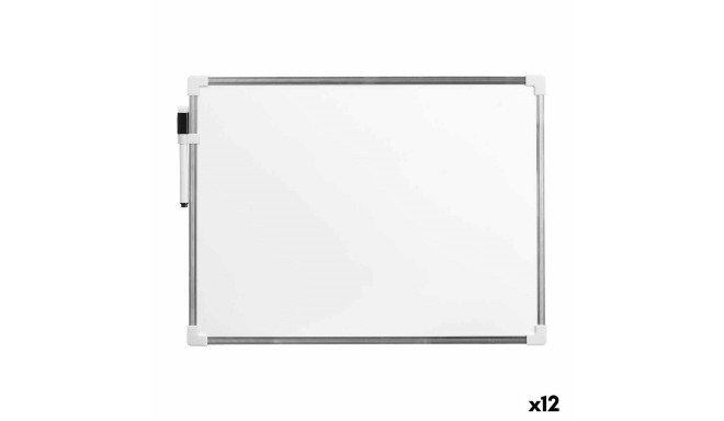 Magnetic Board with Marker White Aluminium 30 x 40 cm (12 Units)