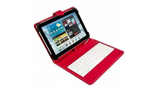 Case for Tablet and Keyboard Silver Electronics 111916140199 Red Spanish Qwerty 9"-10.1"