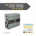 Whitenergy Power Inverter DC/AC from 24V DC to 230V AC 500W, 2 AC receptacle