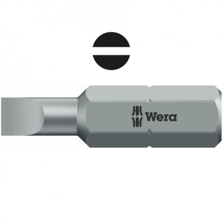 Wera 800/1 Z slotted screwdriver bit – 0.5 x 4.0 x 25 mm, 1/4" hex shank, tough viscous material