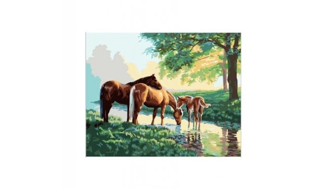 Diamond mosaic - Horses by the river