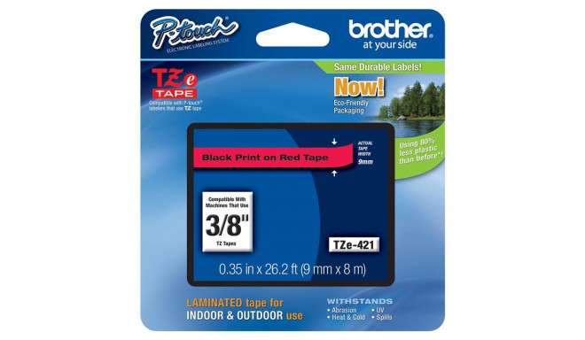 Lint Brother TZE421 9mm must/punane 8m