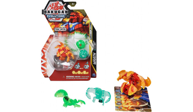 Spin Master Bakugan Evolutions Power Up 3-Pack Skill Game (with 1 Platinum Bakugan (Pyrus Wrath) and