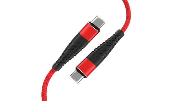Fusion Fishbone USB-C ja USB-C vahel 65W | 3A | 1,5m punane