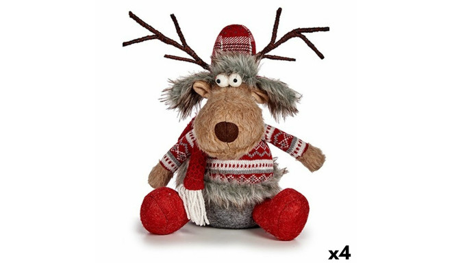 Decorative Figure Krist+ FG31-9590A FG31-9590A White Brown Red Grey Deer 17 x 30 x 27 cm (4 Units)
