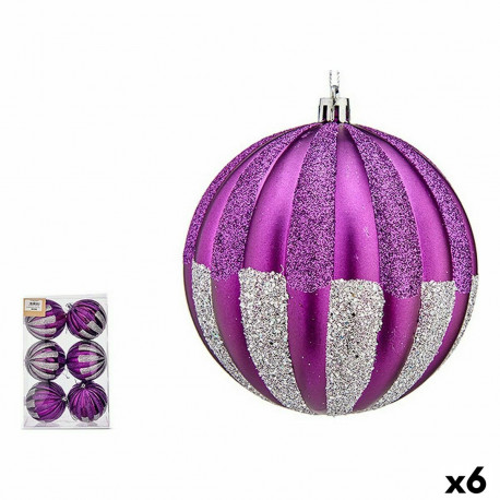 Set of Christmas balls Krist+ 00858 00858 Purple Silver PVC 10 cm (6 Units)