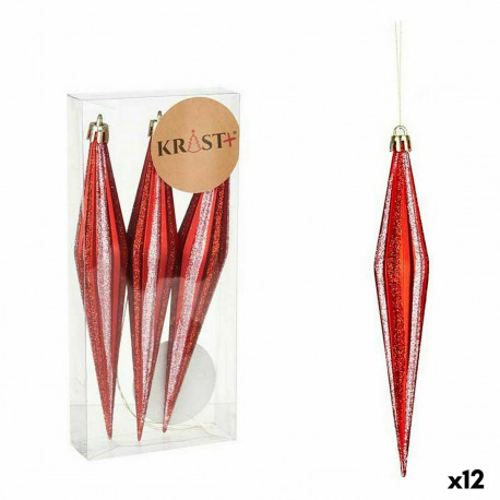 Jõuludekoratsioonide komplekt Krist+ 00905 Punane PVC Venitatud 8,5 x 3,5 x 19 cm (12 Ühikut)