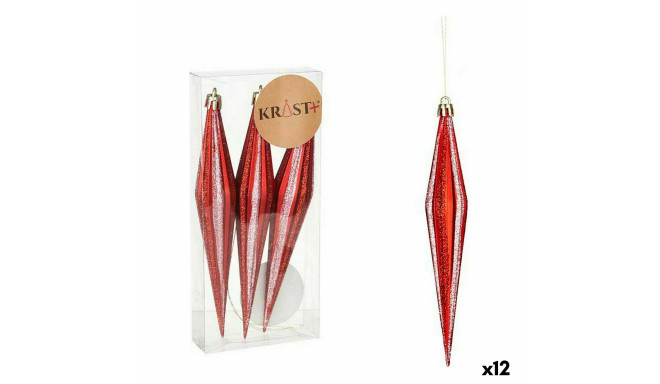 Jõuludekoratsioonide komplekt Krist+ 00905 00905 Punane PVC Venitatud 8,5 x 3,5 x 19 cm (12 Ühikut)
