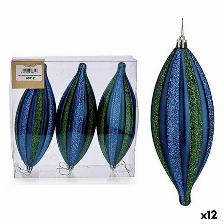 Christmas Decorations Set Krist+ 00907 00907 Blue Green PVC Streched 8,5 x 3,5 x 19 cm (12 Units)