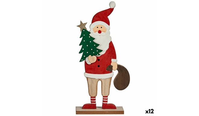 Decorative Figure Father Christmas White Brown Red Green Wood 5 x 30 x 15 cm (12 Units)