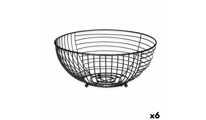 Fruit Bowl Black Metal 28 x 12 x 28 cm (6 Units)