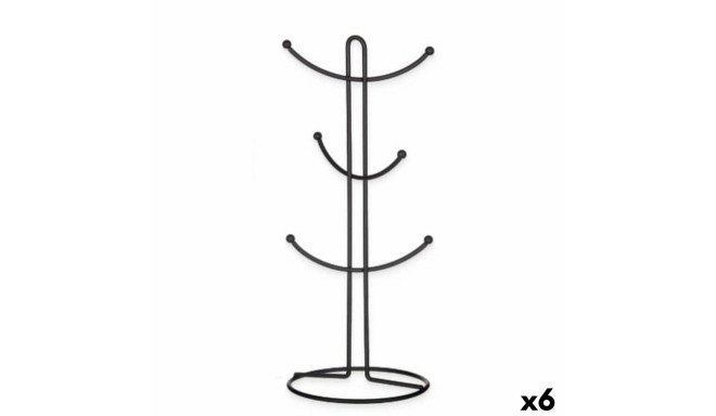 Cup hanger Black Metal 16 x 39 x 16 cm (6 Units)