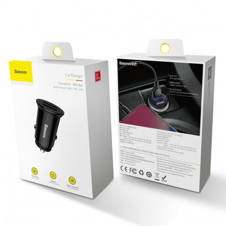 Auto kiirlaadija 12-24V, 2xUSB, must