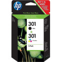 HP tint No.301 2-pack N9J72AE, must/tsüaan/magenta/kollane