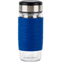 Emsa Tea Mug thermal tea mug 0.4 liters (blue/transparent, glass, screw cap)