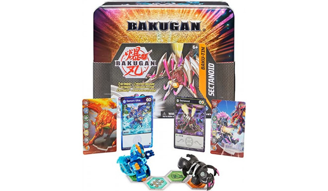 Spin Master Bakugan Baku-Tin Toy Figure (Premium Storage Box with Exclusive Darkus Sectanoid Bakugan