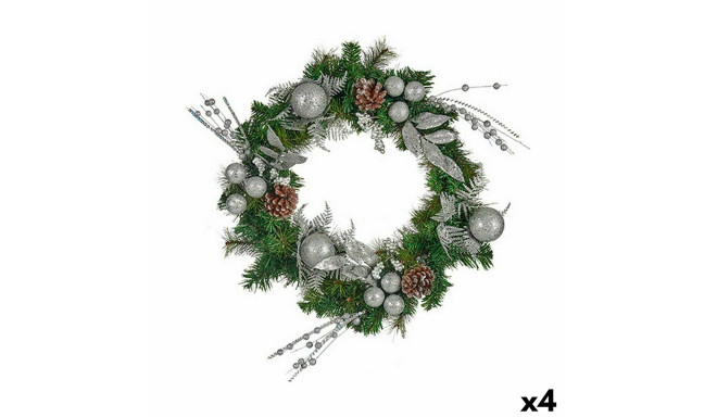 Advent wreathe Green Silver 60 x 13 x 60 cm (4 Units)