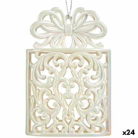 Christmas bauble Krist+ 91821 91821 Mother of pearl Plastic Glitter Gift Box 7,4 x 11,5 x 4 cm (24 U