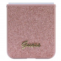 Guess case for Samsung Z Flip5 GUHCZF5HGGSHP pink HC PU/TPU Glitter Script