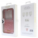 Guess case for Samsung Z Flip5 GUHCZF5HGGSHP pink HC PU/TPU Glitter Script