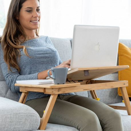 Bamboo Folding Side Table Lapwood InnovaGoods