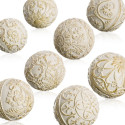 Balls Decoration Golden White 10 x 10 x 10 cm (8 Units)