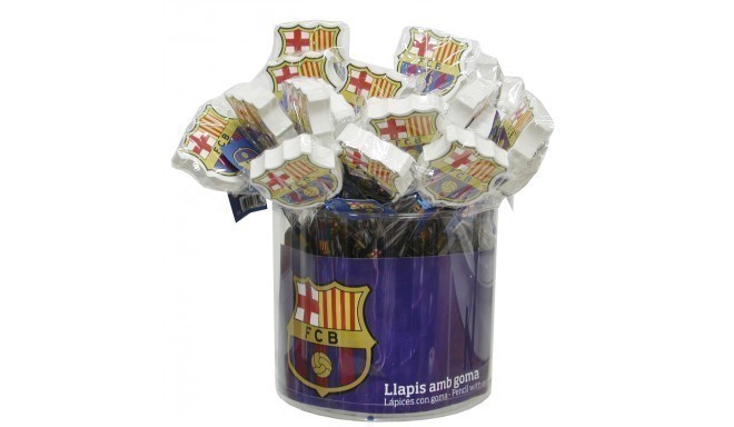 FC Barcelona Pencil with Decorated Eraser Topper - In 36pcs. Drum