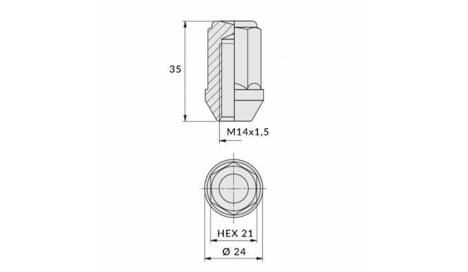 Rattamutter 14x1,50/35/21 kinnine