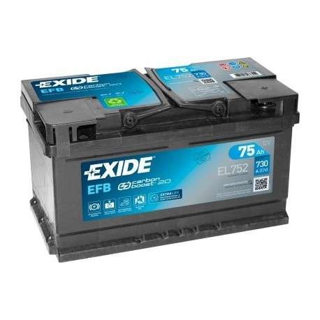 Exide EFB 75Ah 730A 315x175x175-+