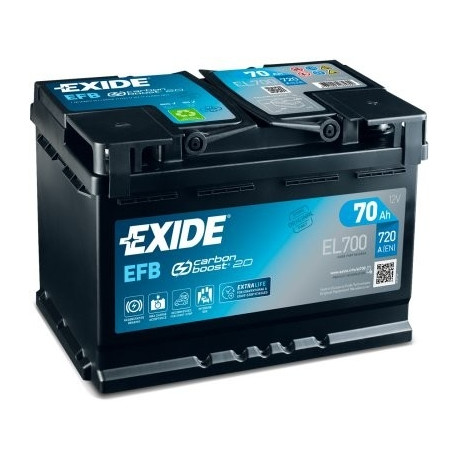 Exide EFB 70Ah 760A 278x175x190-+