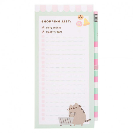 Pusheen - Magnetyczny notatnik / lista zakupów na lodówkę + ołówek (10 x 21 cm)