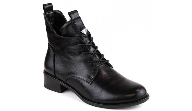 Insulated lace-up and zipper ankle boots M.Daszyński W SAN18, black (37)