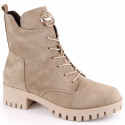 Insulated suede ankle boots with high heel and platform M.Daszyński W SAN22, beige (40)